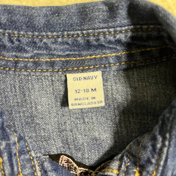 Old Navy Denim shirt 12-18 mos Customizable - Picture 4 of 8
